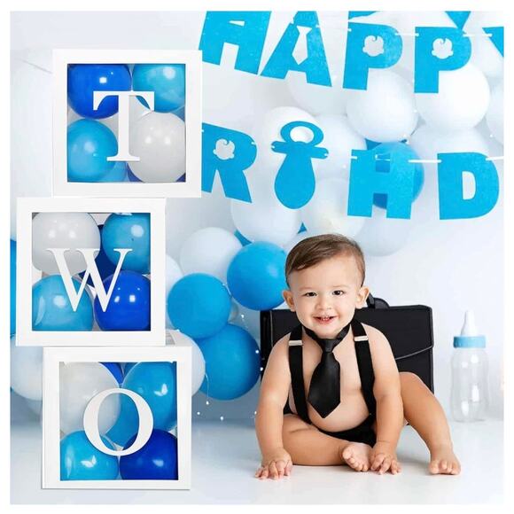 ONE First Birthday Balloon Boxes & Party Balloon Stand Column Tower - Picture 3 of 9